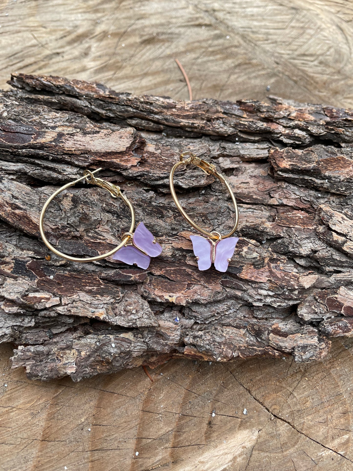 Acrylic butterfly hoop earring