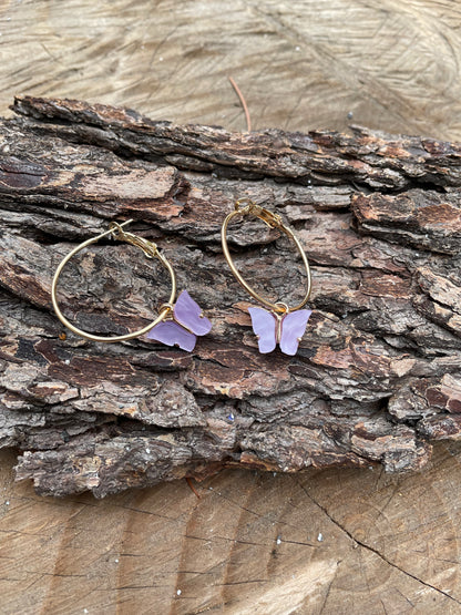 Acrylic butterfly hoop earring