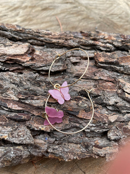 Acrylic butterfly hoop earring
