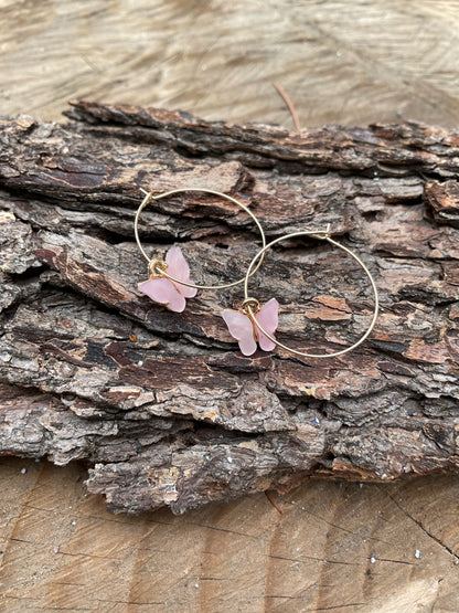 Acrylic butterfly hoop earring