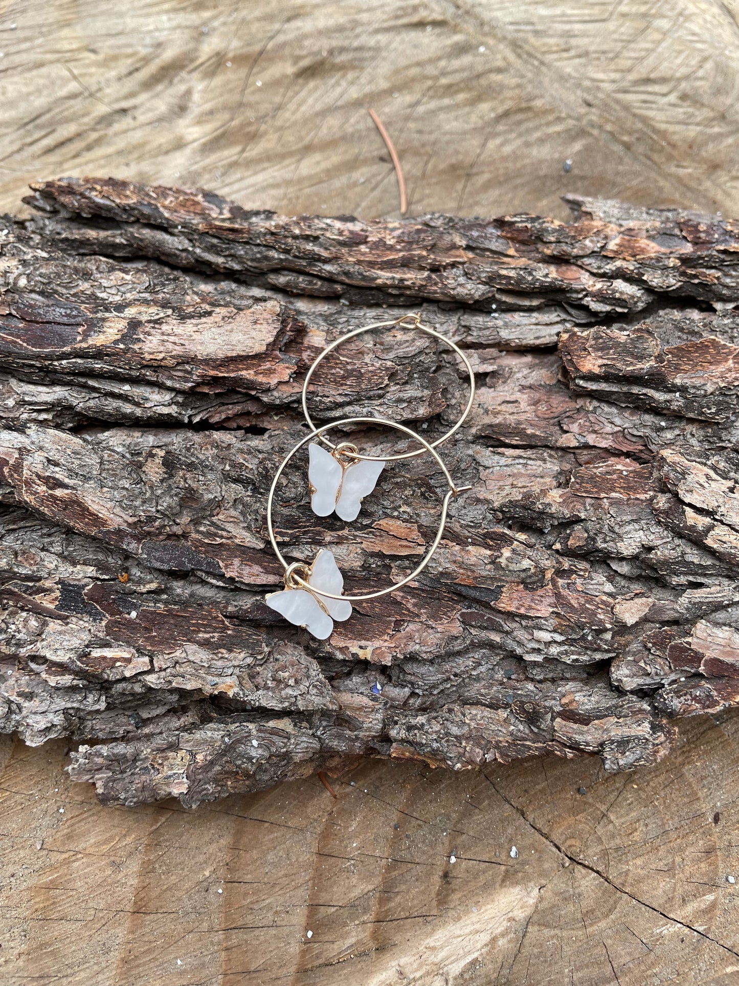 Acrylic butterfly hoop earring