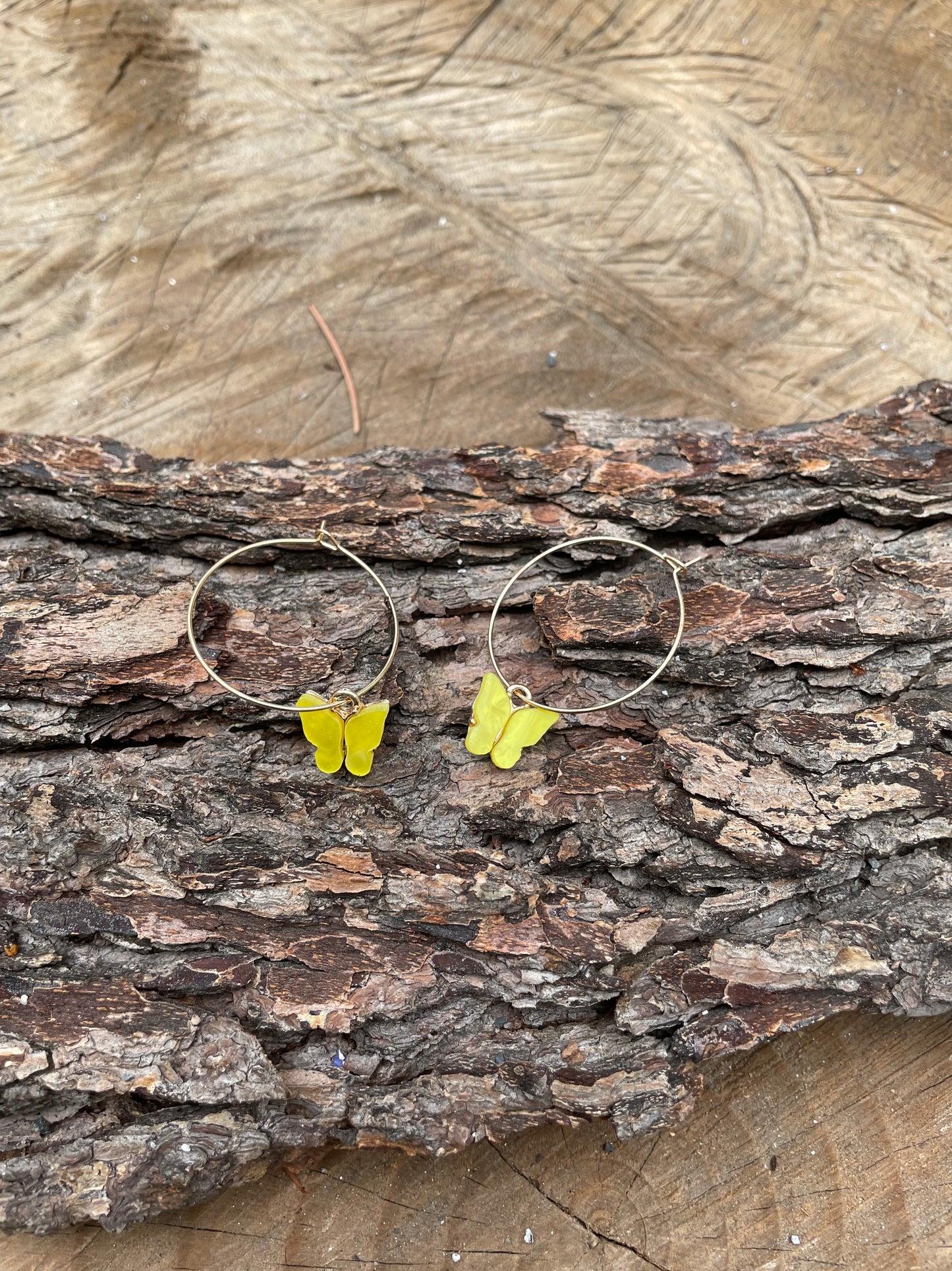 Acrylic butterfly hoop earring
