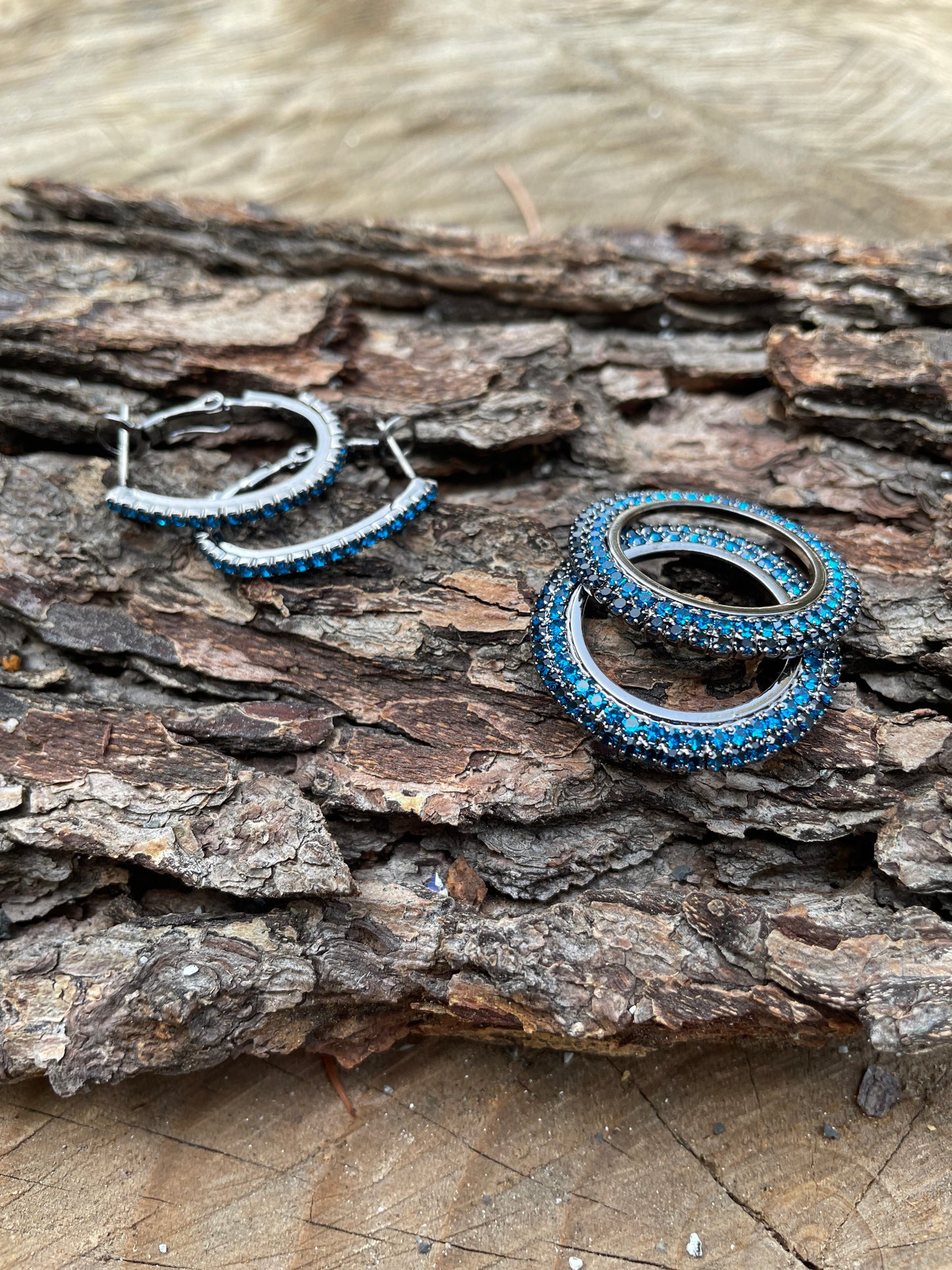 Two way wear blue rhinestone earrings