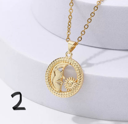 18 k gold plated moon necklaces
