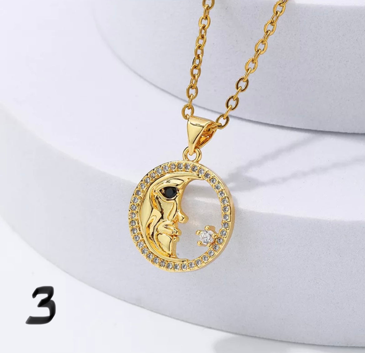18 k gold plated moon necklaces