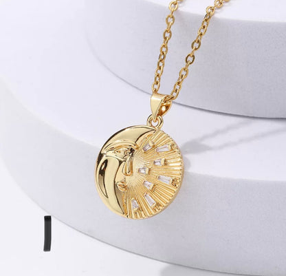 18 k gold plated moon necklaces
