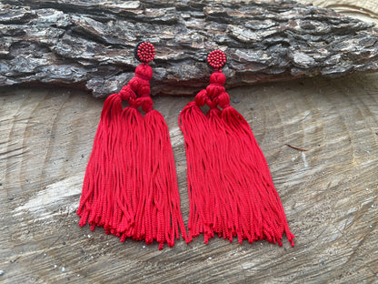 Luxurious long tassel earrings