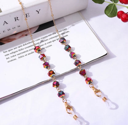 Crystal bead eyeglass chain