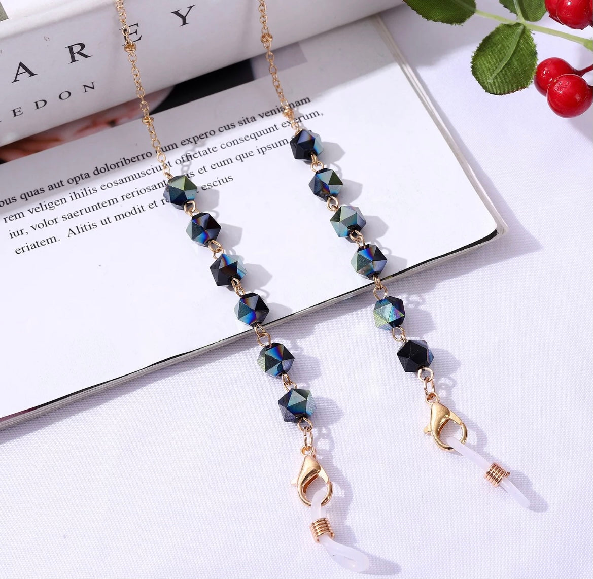 Crystal bead eyeglass chain