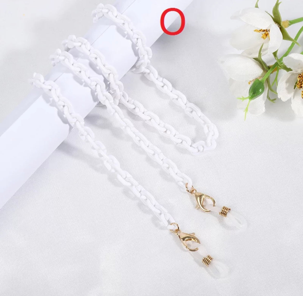 Acrylic eyeglass/mask chain