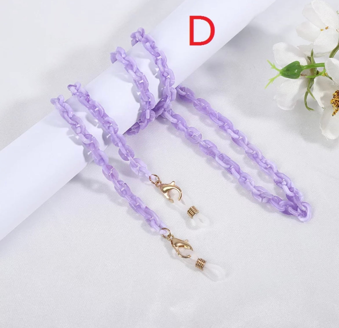 Acrylic eyeglass/mask chain