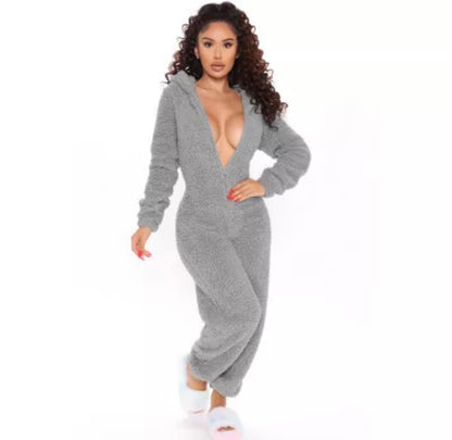 Plush long-sleeved pajama onsie
