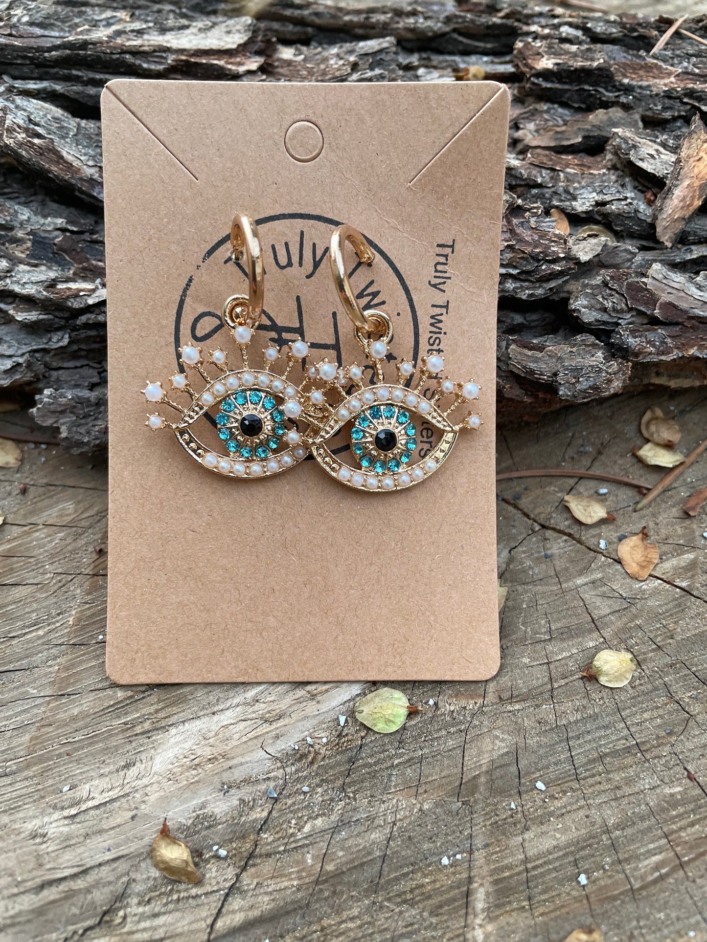 Two way wear evil eye earrings