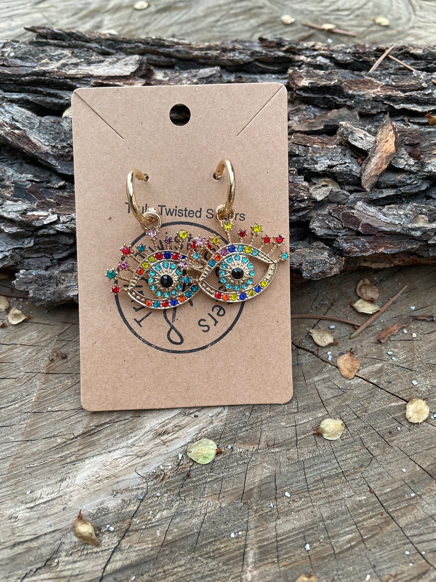 Two way wear evil eye earrings