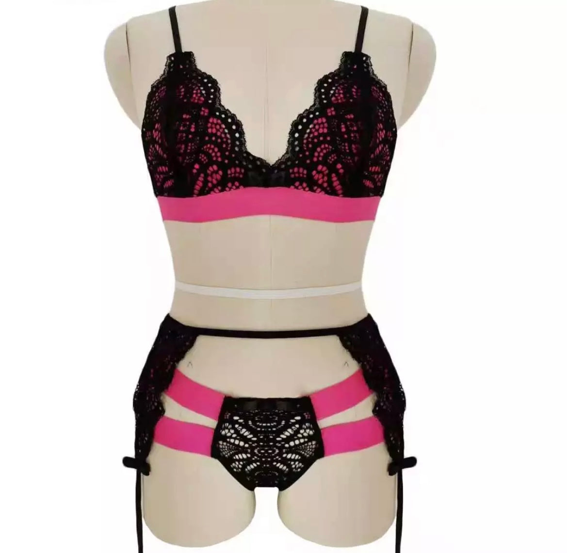 Hot pink 3 piece halter set -FINAL SALE-