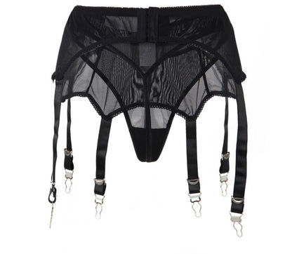 6 strap sexy mesh garter belt