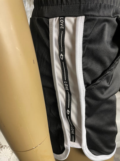 Black shorts with love stripe