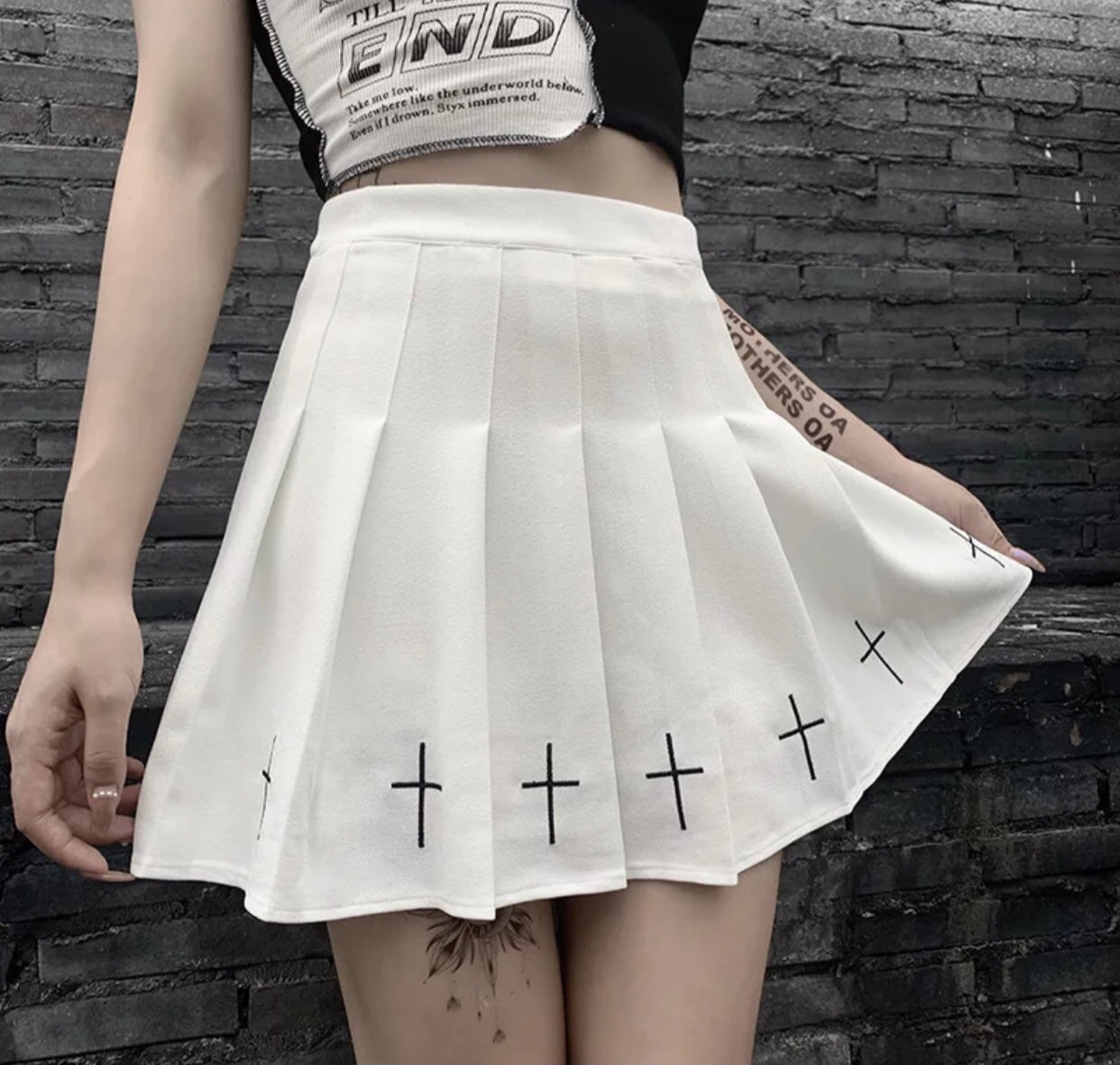 Punk pleated cross skort