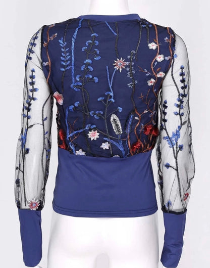 Embroidered flower top
